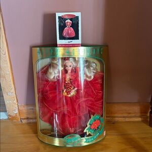 1993 Barbie Holiday Doll NIB and matching hallmark ornament